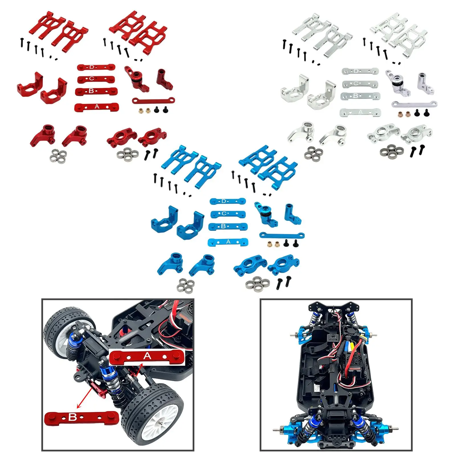 1/10 RC Car Upgrade Parts Kit Steering Cup, Portable, Replaces, Aluminum Alloy, Swing Arm Accessory for 10303