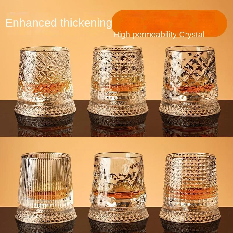 Crystal Rotating Glass Household Whiskey Shot Glass Wine Advanced Sense Internet Celebrity Decompression Swirling Cup