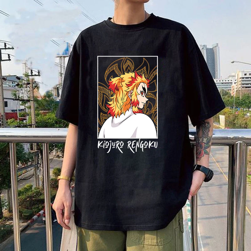 

New Anime Rengoku Kyoujurou Printed T-shirts for Unisex Summer Tee Shirt Men Casual Short Sleeve Y2k Tops T-shirts