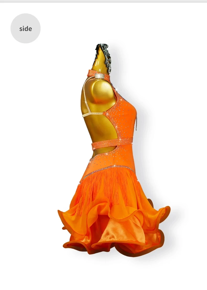 Lateinamerikanisches Tanzkostüm, Mädchenkleid, Bühnenkleidung, amerikanisches Outfit, Damen-Samba-Cabaret-Anzug, Tanzbekleidung, formeller Ballkleid-Rock. – Detail 9