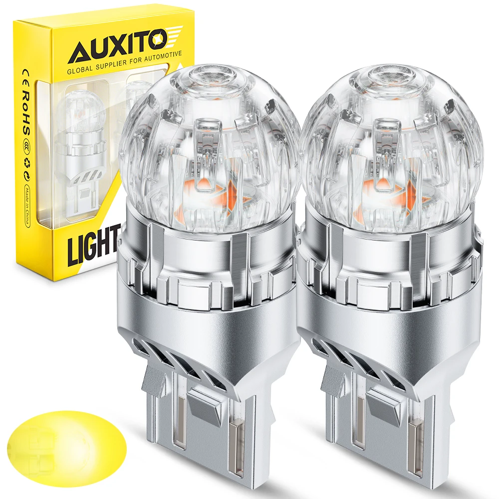 

AUXITO 2Pcs Car T20 7440 W21W WY21W LED Turn Signal Light Bulbs Yellow Amber 7443 W21/5W 7444NA Auto Rear Lamp With Cover12V