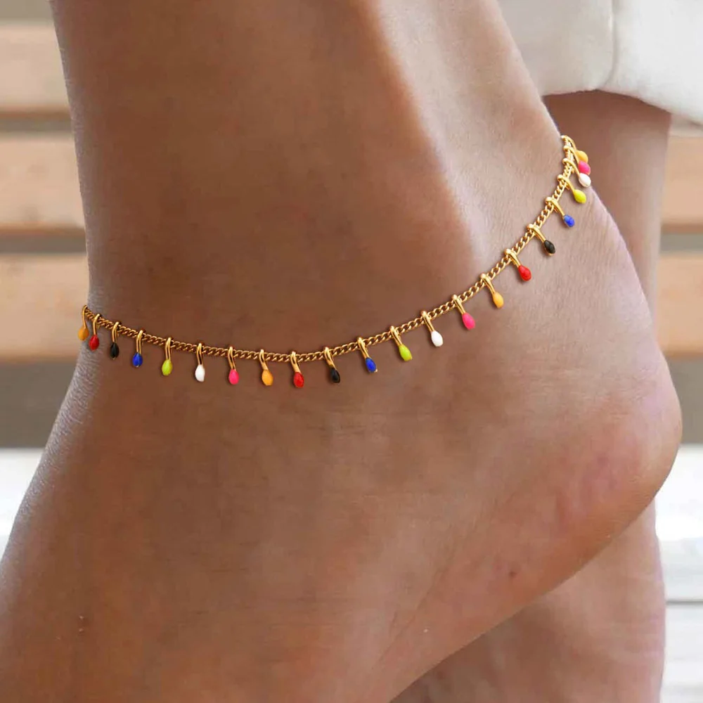 

Tiny Beads Anklet Bracelet for Women, Colorful Tassel Foot Chain, Dainty Adjustable Beach Boho Anklets Jewelry Gift