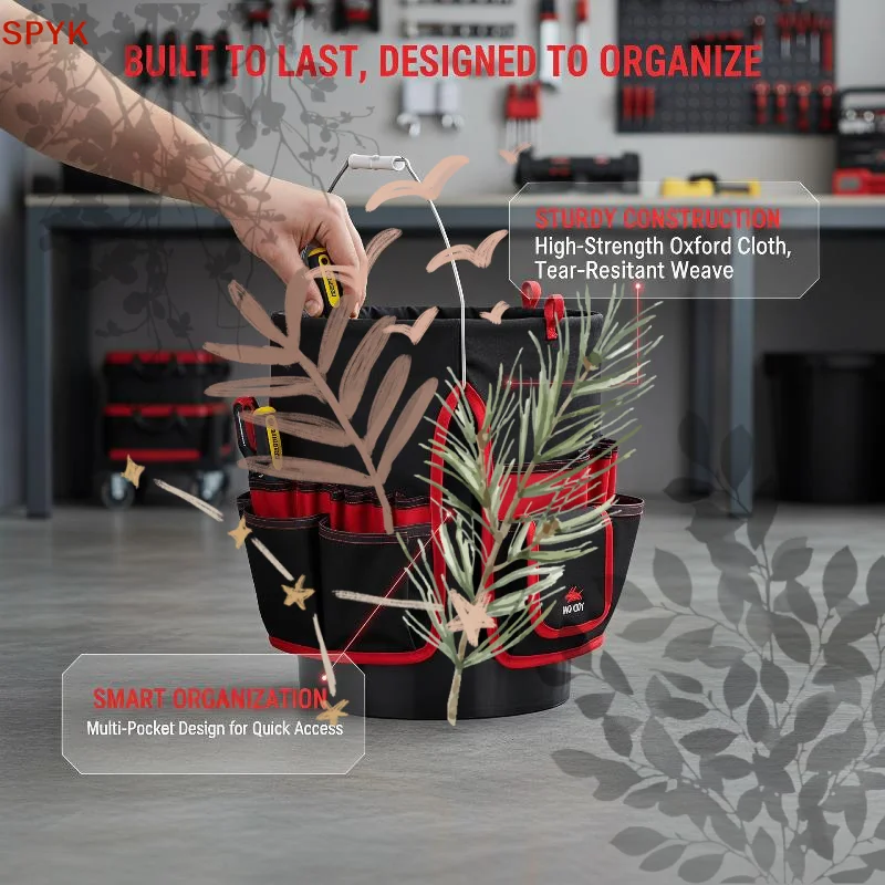 

Oxford Cloth Garden Tool Belt: Waist Pouch Bag Bucket Holder Electrician DIY Gardening
