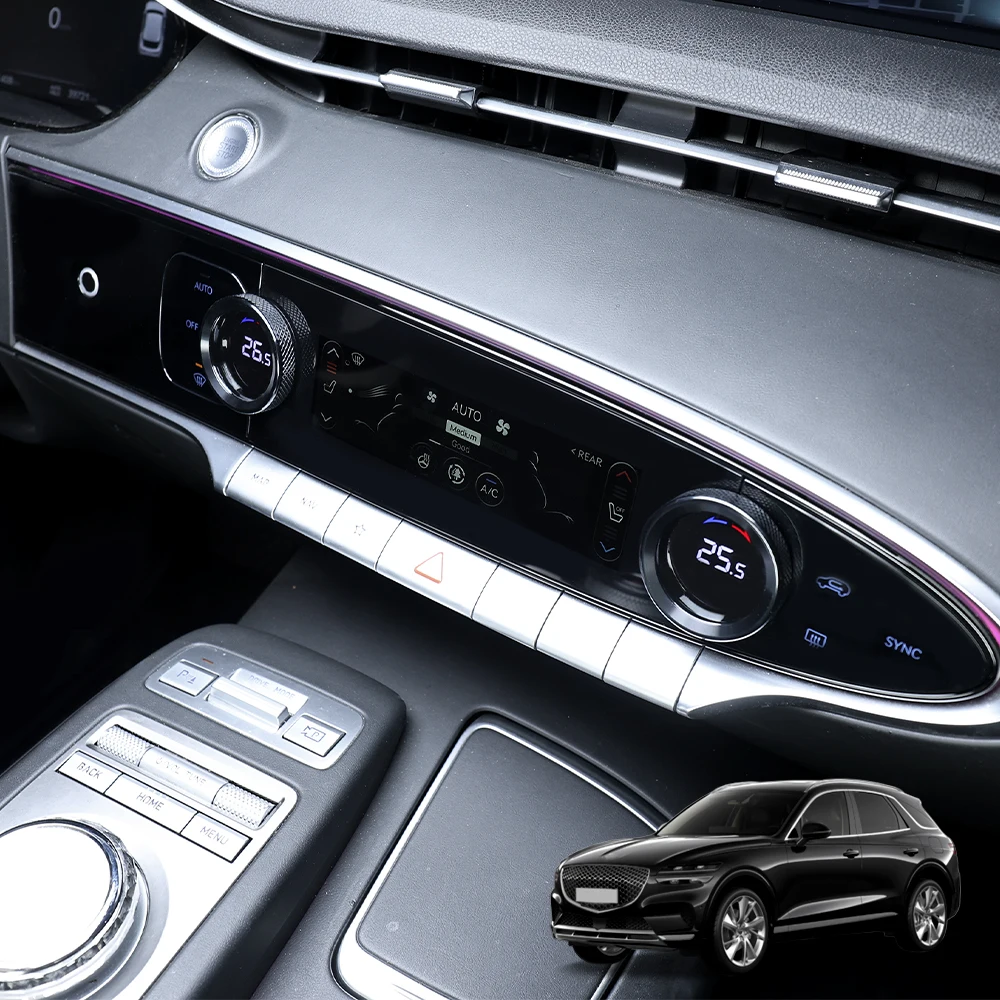 ل Genesis GV70 2022-2025 2 قطعة أسود أحمر أزرق سبائك الألومنيوم التيار المتناوب مقبض غطاء حلقة مكيف الهواء تقليم الملحقات الداخلية