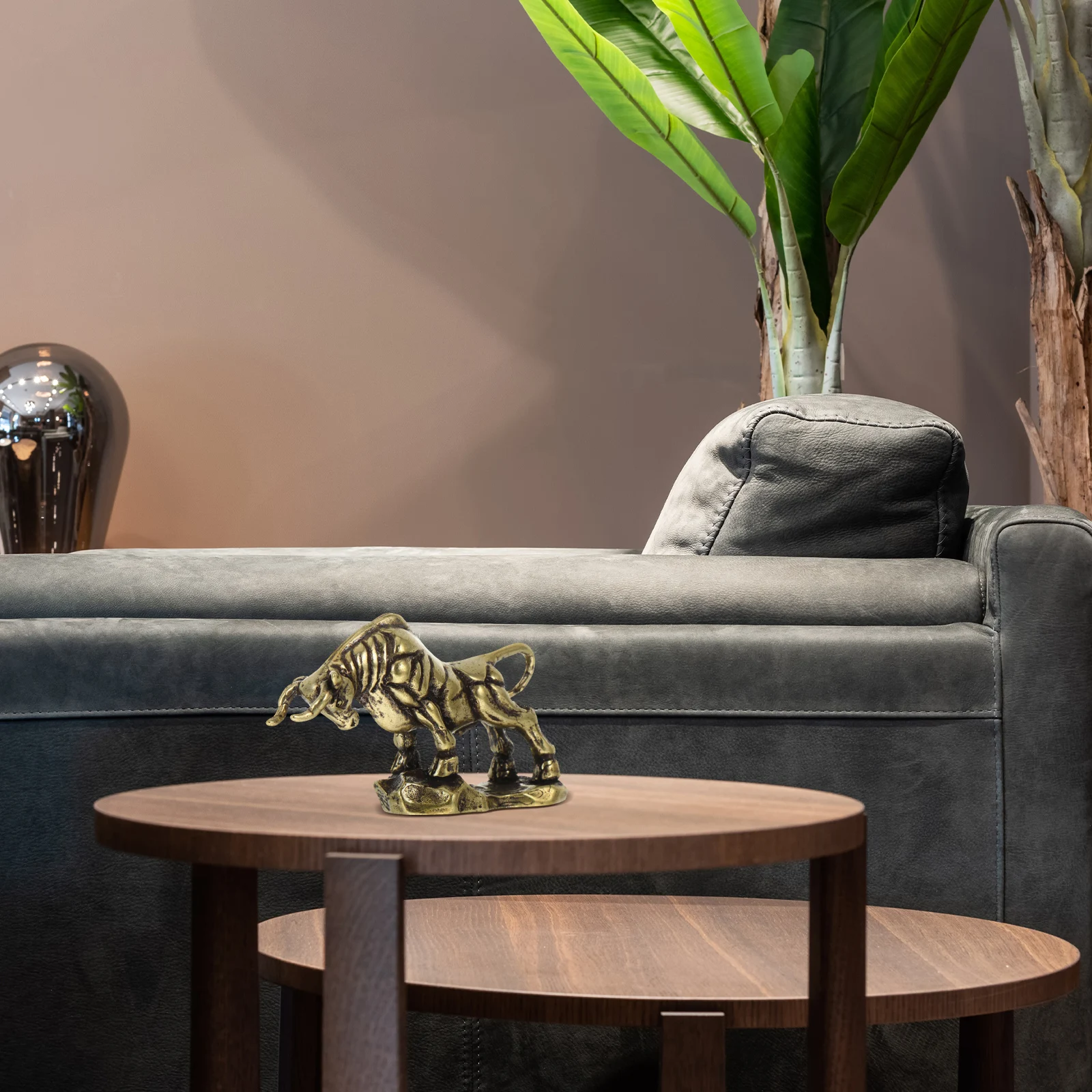 

Brass Desktop Ornament Home Decor Shape Metal Adornment Premium Zodiac Ox Craft Strong 3D Design For Bookshelf