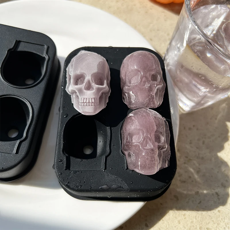 1Pc Skull Ice Cube Tray Silicone Mould Skull Head Ice Machine Mold For Bar Whiskey Halloween Party Decorations