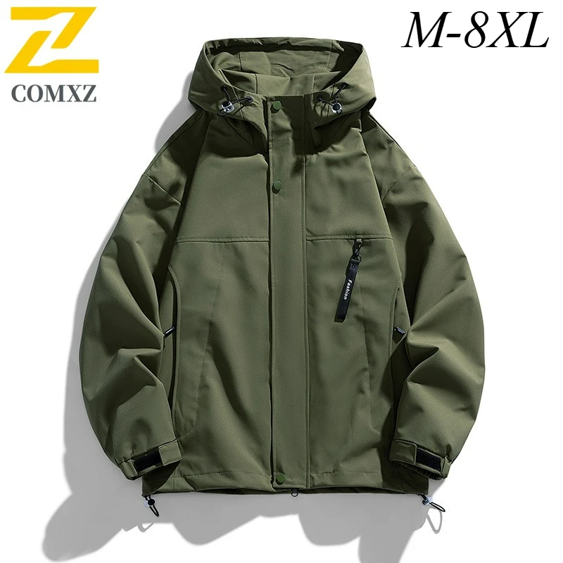 

Plus Size Men Jacket Casual Hooded Outdoor Adventure Windproof Motorcycle Jacket Fashion Street Lightweight Autumn Men Clothing