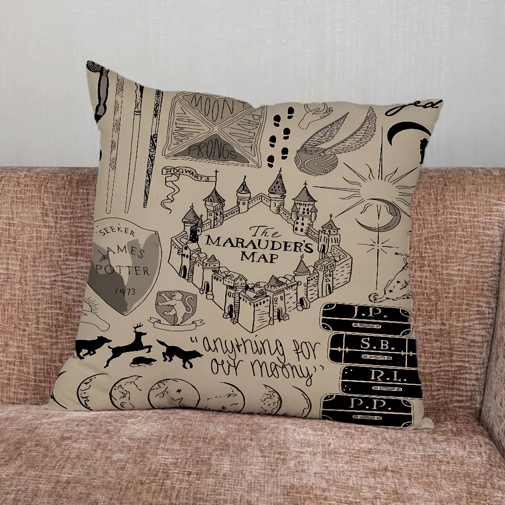 Ticket The M-Marauders Map Pillow Case For Home Bedroom Car Office Decoration Living Room Sofa Cushion Cover Suitable