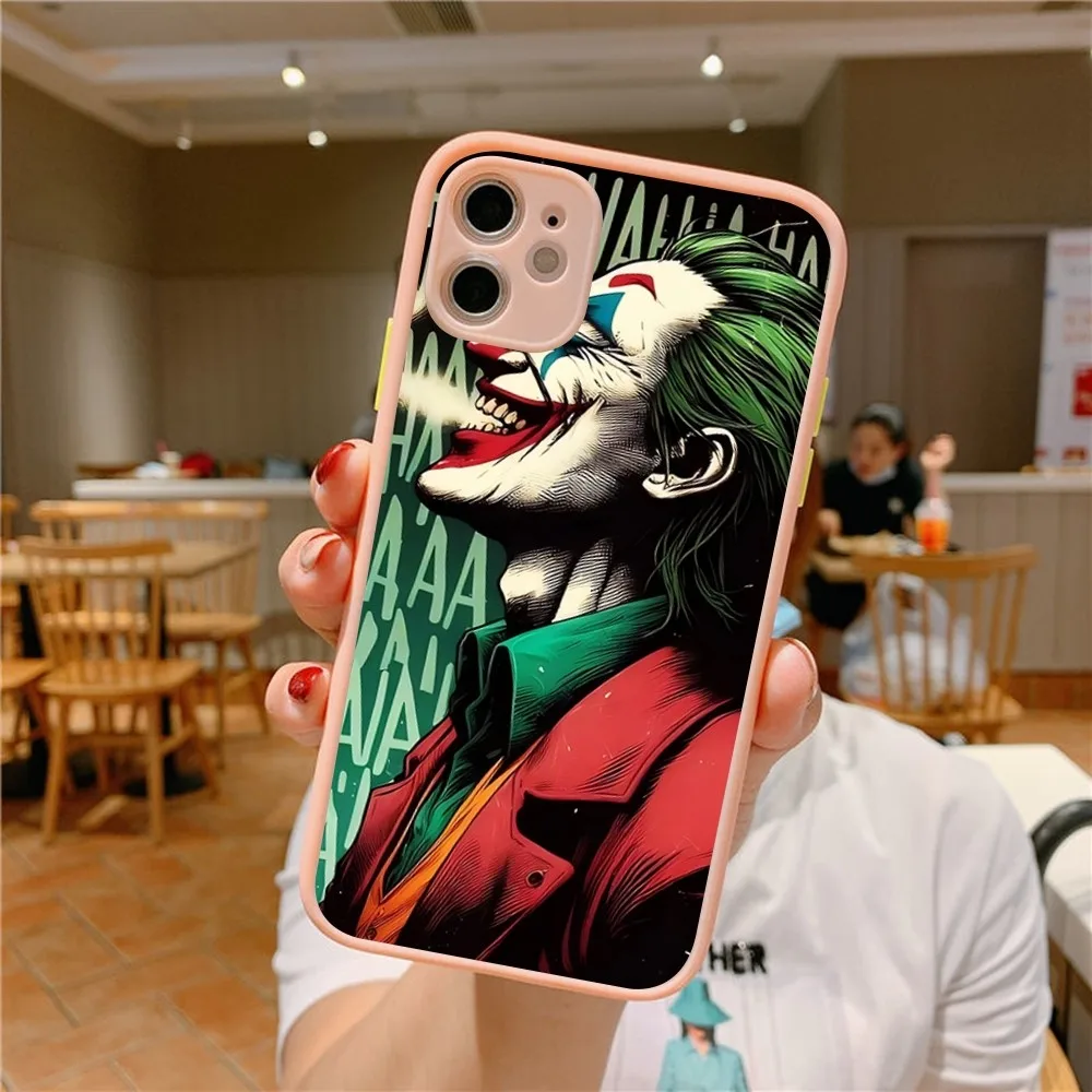 Clown Buffoon J-Joker Phone Case for iPhone 14 11 12 13 Mini Pro Max 8 7 Plus X XR XS MAX Translucent Matte Cover