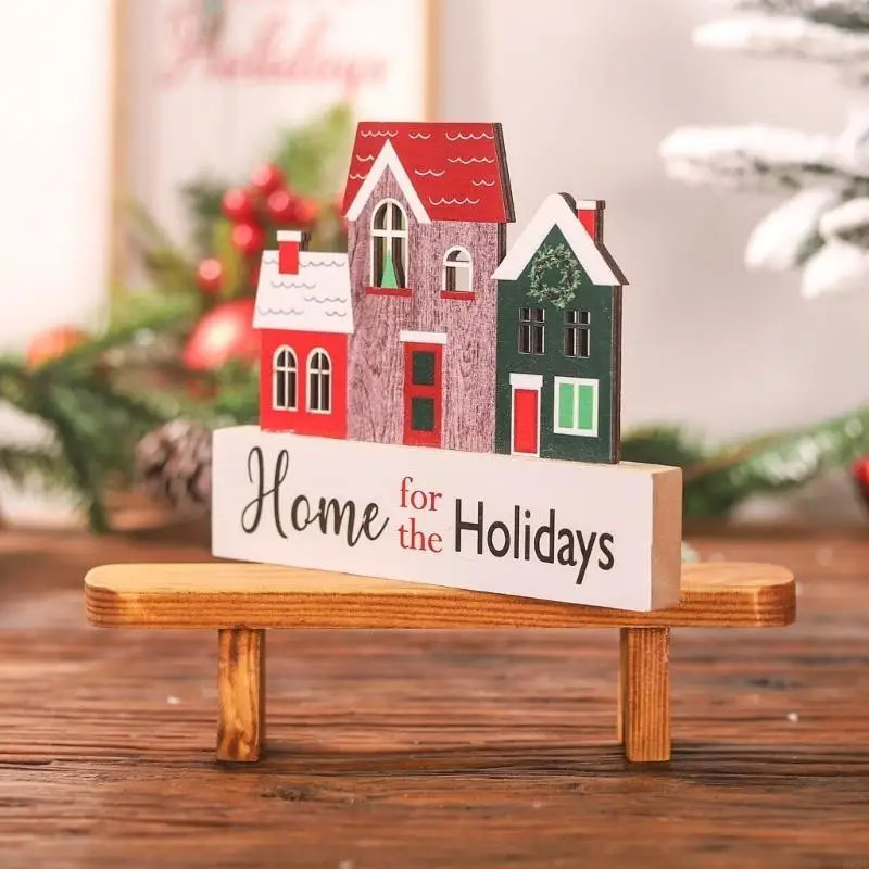 Hand Incised Santa Snowfigure tree Oaken Highlight Holiday Table Deck Permanent Celebratory Display for Indoor Christmas B03E