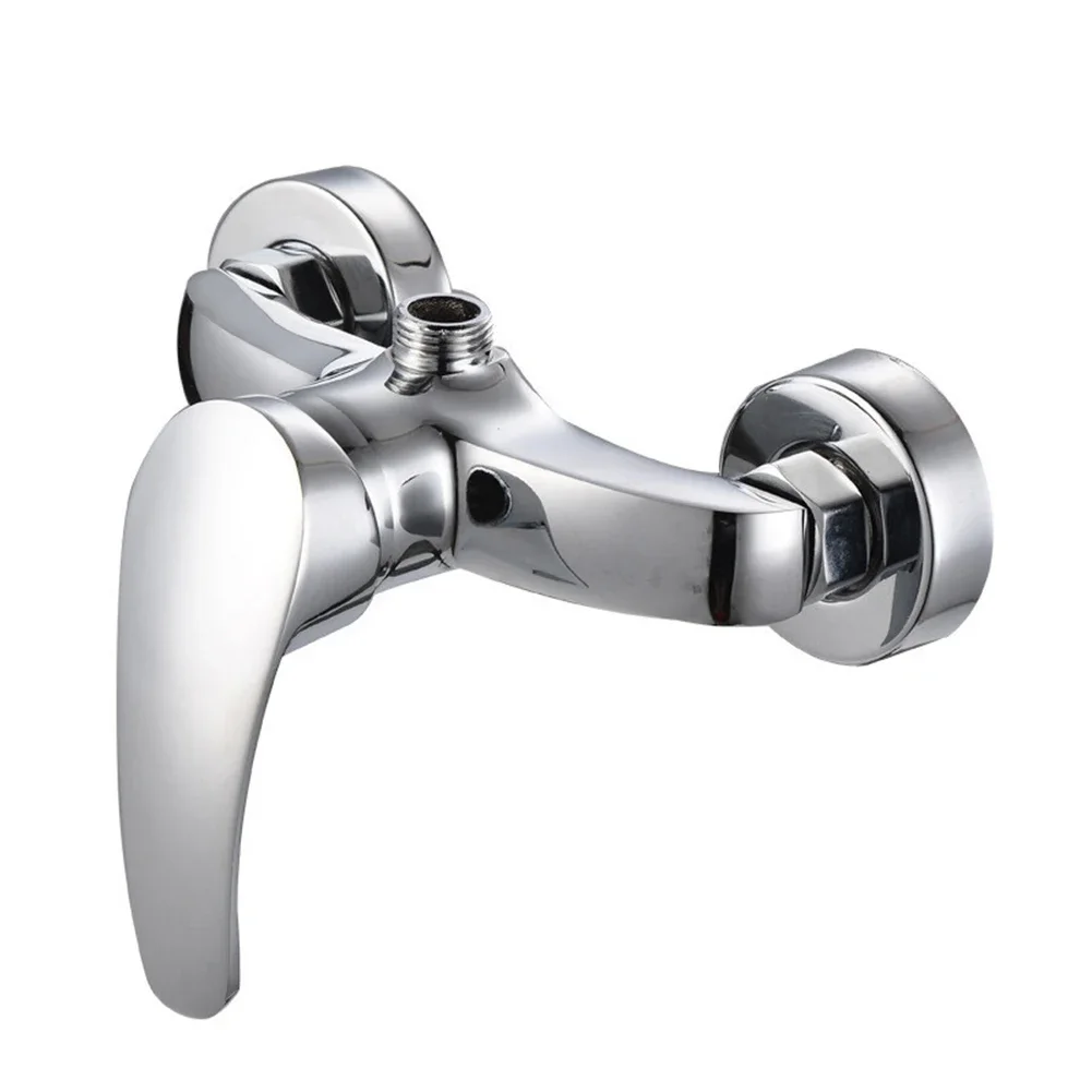 G1/2in Wall Mounted Shower Faucet Zinc Alloy Single Handle Bathtub Silver Finish Mixer Faucet Modern Shower Tap