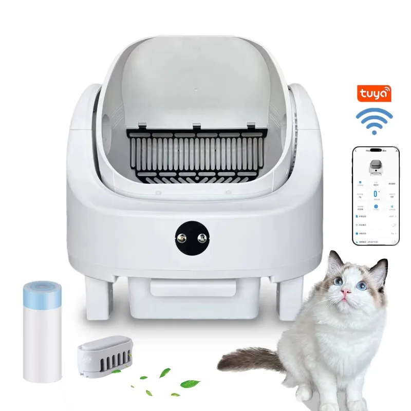 

Top Grade Smart Plastic Cat Litter Box Automatic Cleaning Eco-Friendly Design for Busy Pet Owners-Home Hygiene Large Capacity