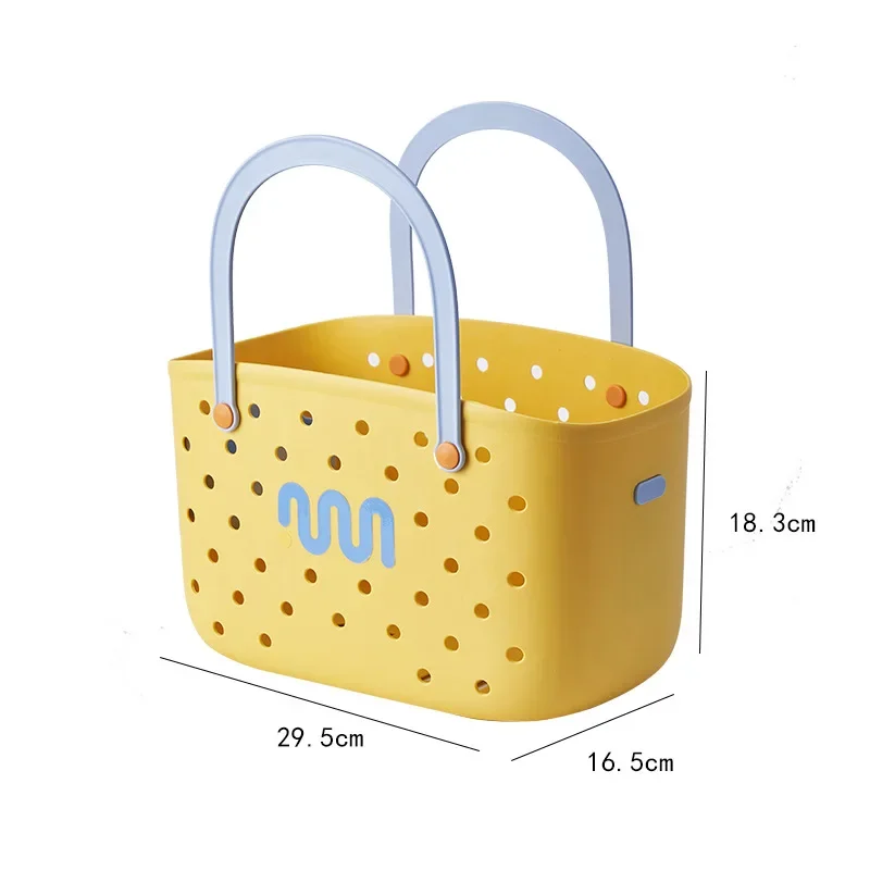 Handheld Hollow Out Bath Basket Waterproof Storage Basket Bathroom Housewares Storage Basket  Toy Snack Plastic Organizer