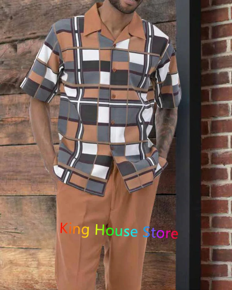 Men's Clothing Set 2 Piece Sets Shirt Men Outfits Summer Fashion Hawaiian Casual Button Short Sleeves Shirt+Shorts Pants Suits