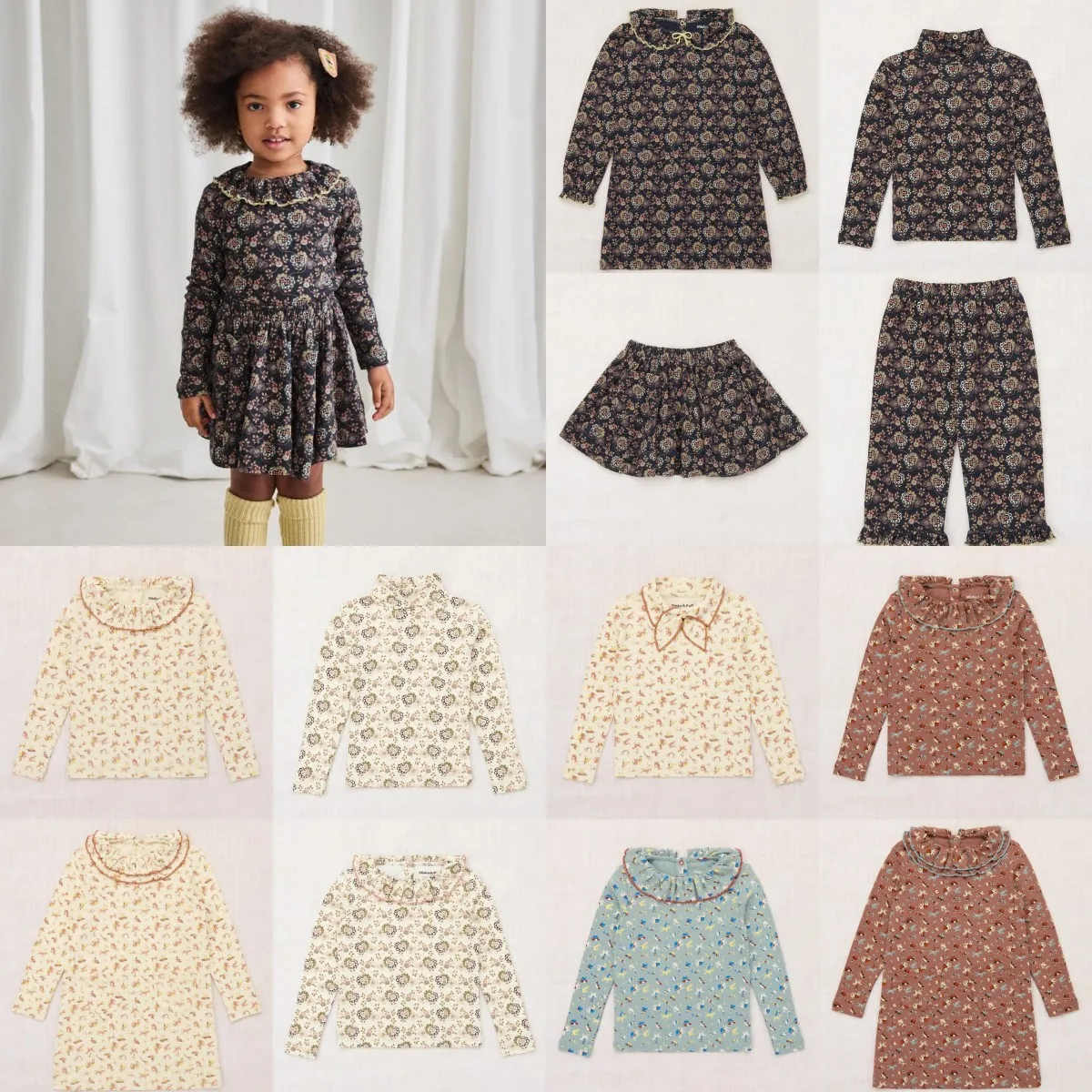 

Autumn New 25 Girls Flower Lace Long Sleeve T Shirts Top Kids Girls Dress Bowknot Tie Cute Blouse Pant Set Clothing