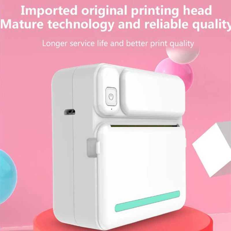 Mini Pocket Photo Printer Portable Thermal Printing Machine 200Dpi Wireless Bt Connection for Picture Lable Diy Handcraft List