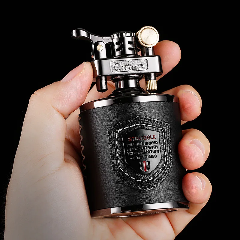 

CHIEF Candlestick Fuel Lighter, Windproof Retro Grinding Wheel Design, Creative Table Decoration Cigar Accessories Gift