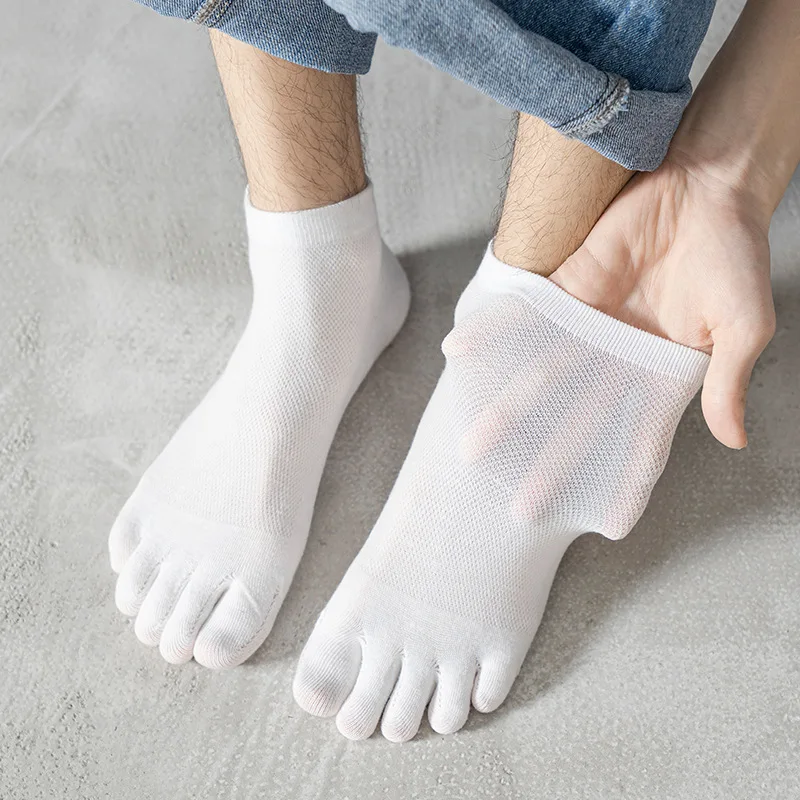 5 Pairs Men Summer Mesh Socks Five Finger Sock Low Cut Toe Socks with Separate Fingers Cotton Sports Socks