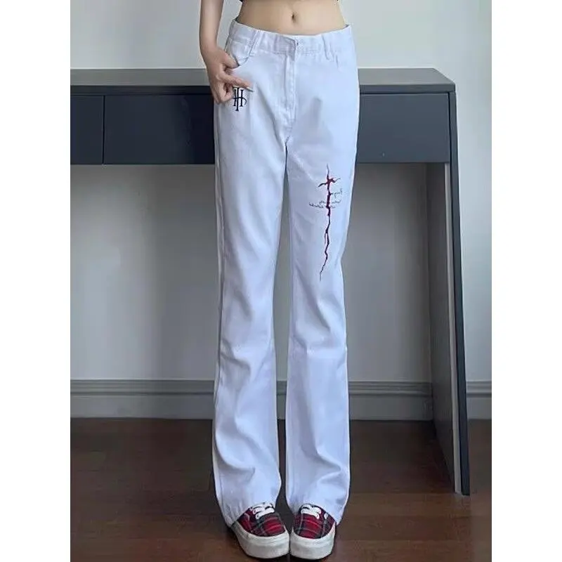 Pantalon imprimé américain pour hommes et femmes, polyvalent pour le printemps et l'été, amincissant, jambe droite, micro évasé