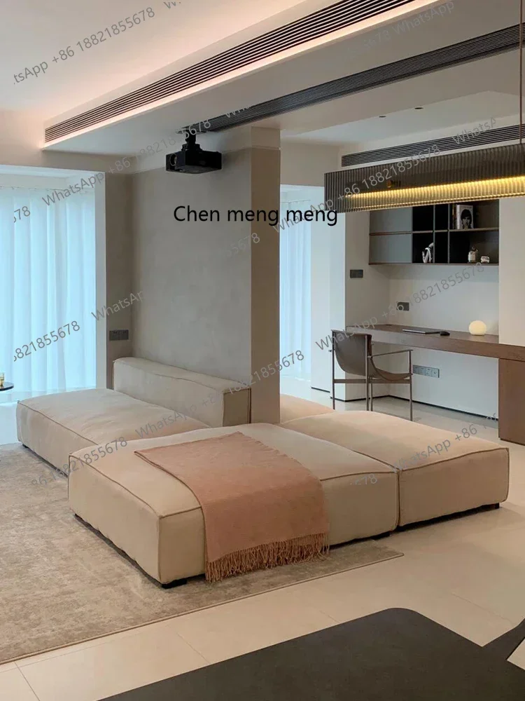 P32 Frosted cloth sofa double-sided horizontal hall, minimalist large flat living room sofa