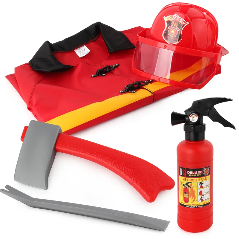 Kids Firefighter Costume with Realistic Firefighter Toys Children Fireman Role play Kids Cosplay Costume Party Costume Gift