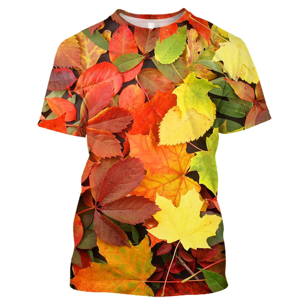 Summer Fashion Casual Creative Maple Leaf graphic t shirts For Men Oversized Leisure Personality Printed Round Neck Tees Tops