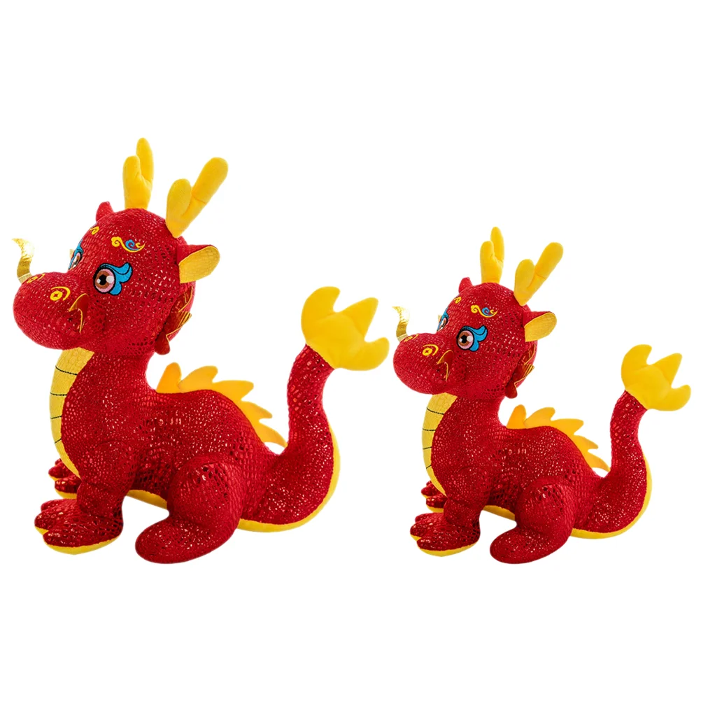 2 Pcs Dragon Stuffed Plush Toy Zodiac Toys Lunar Calendar Chinese New Year Animals Child