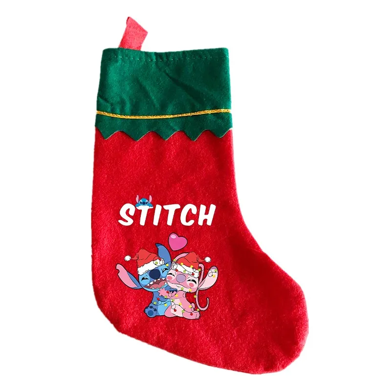 Disney Stitch decoraciones navideñas calcetines de Navidad Kawaii Anime decoración del hogar Navidad árbol colgante fiesta sorpresa festiva bolsa de regalo para niños