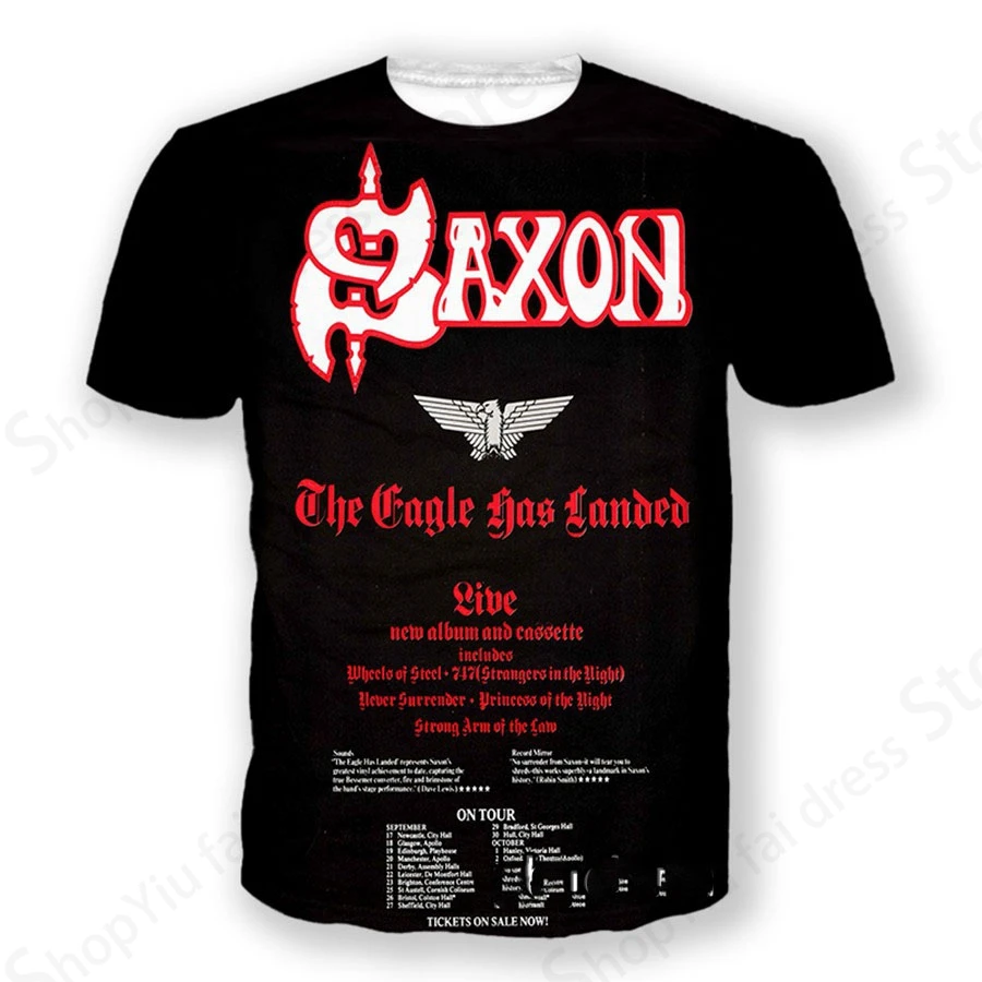 Rock Band Saxon Band 3d Print Tshirt Men Women Fashion T-shirt Hip Hop Tops Tees Kids T shirt Men Clothes Heavy Metal Tops music