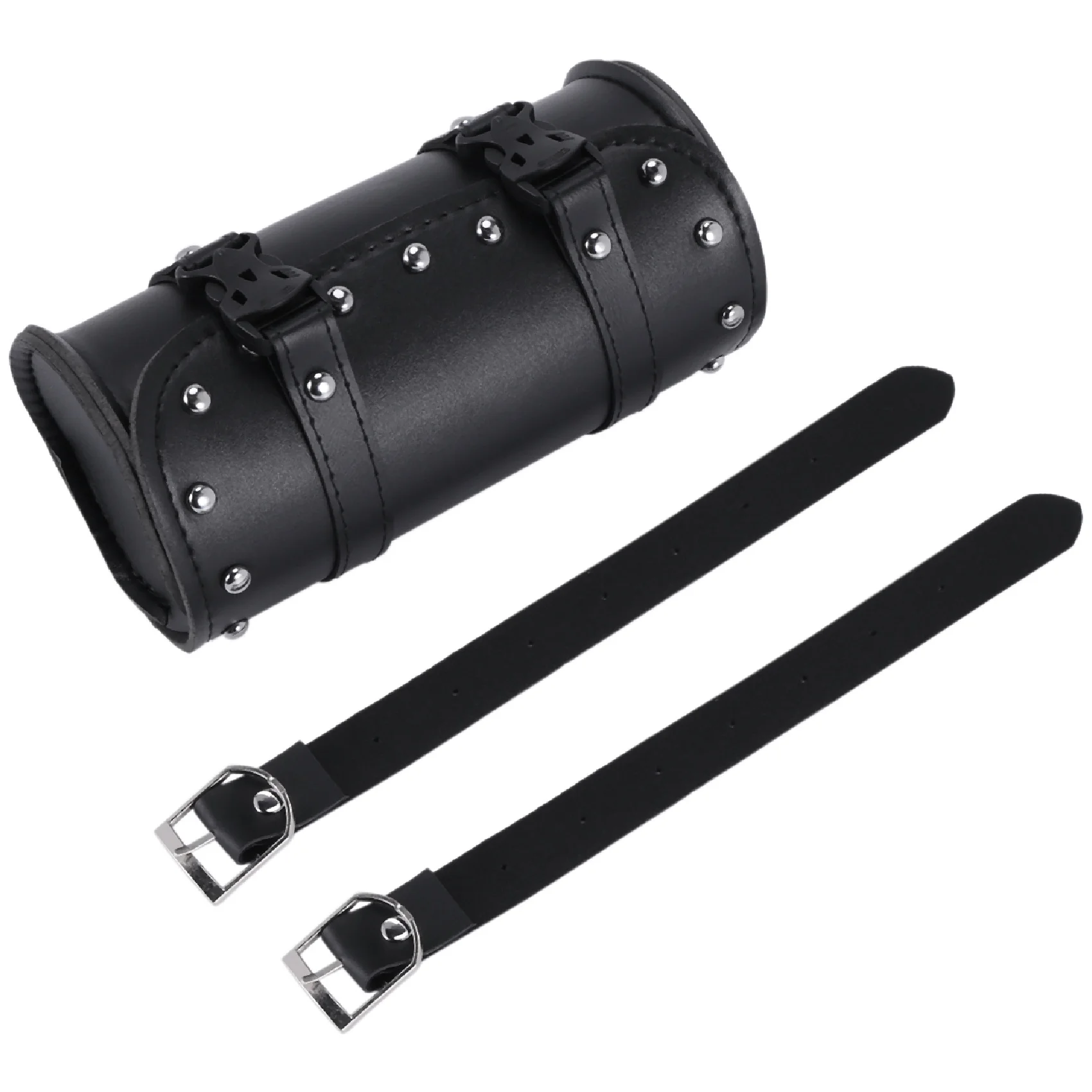

AW-Motorcycle Leather Universal Tool Round Roller Saddle Bag Fork For Travel Suitcase