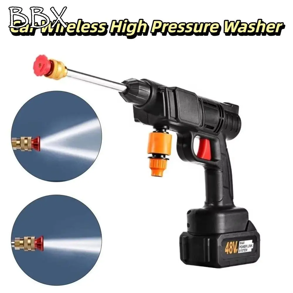 

Высоковольтная литиевая батарея, беспроводная автомойка, 5 м, водопроводная труба, двигатель 19000 об/мин, автомойка высокого давления, беспроводная работа