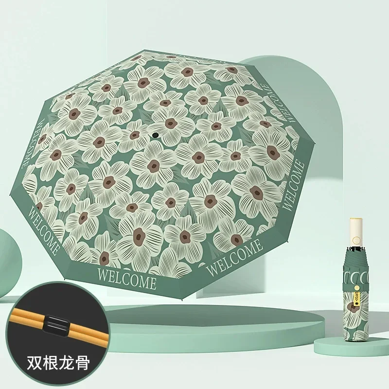 Sun UV UPF50+ Protection Automatic Folding Umbrella for Women, Compact Lightweight  Sunny and Rainy Umbrellas Sunshade Parasol