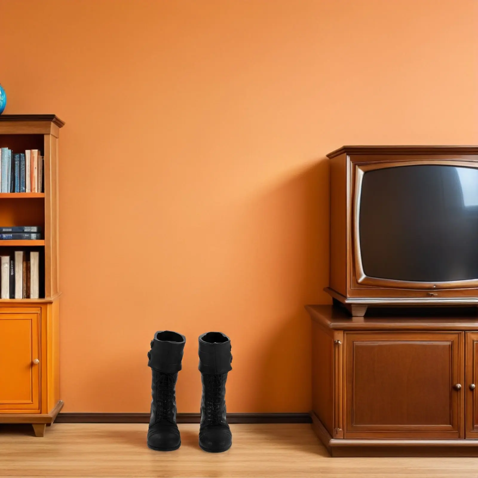 1 Pair Authentic Military Boots for Bjd Action Figure Accessories Realistic Black Long Shoes for Miniature War Exploration