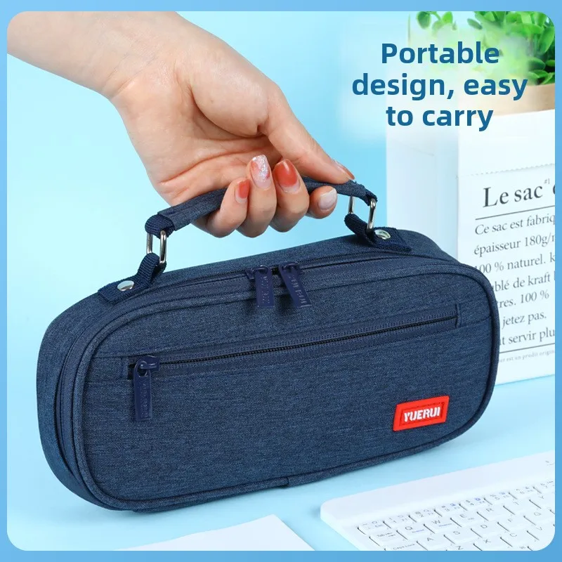 Large Capacity Pencil Case, Convenient for Students To Carry, Double Zipper Pencil Storage, Canvas Side Bag, Stationery Box.