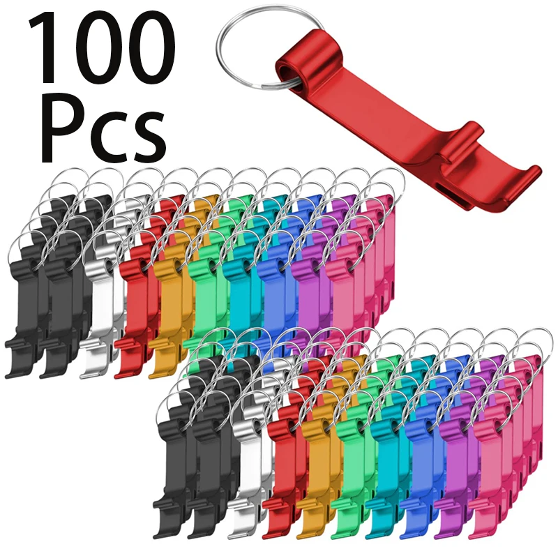 

100Pcs Key Chain Beer Bottle Opener Keychains Pocket Portable Small Size Key Ring Can Opener