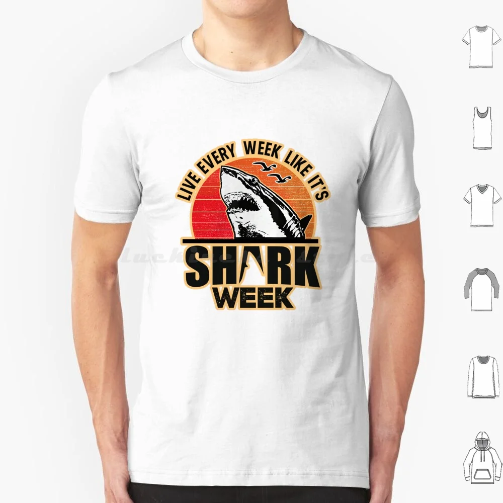 Live Every Week Like It’s Shark Week Vintage T Shirt Cotton Men Women DIY Print Shark Week Shark Sharks Ocean Great White Sea