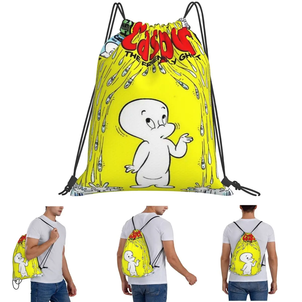 The Friendly Ghost Casper Backpacks Casual Drawstring Bags Sports Bag Book Bags For Travel Students