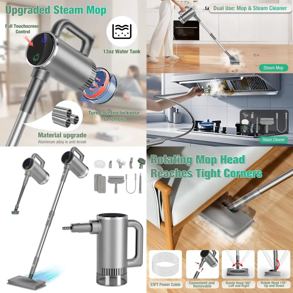 

3-Level Adjustable Steam Mop with Detachable Handheld Cleaner for Floors, Tiles, Windows, and More