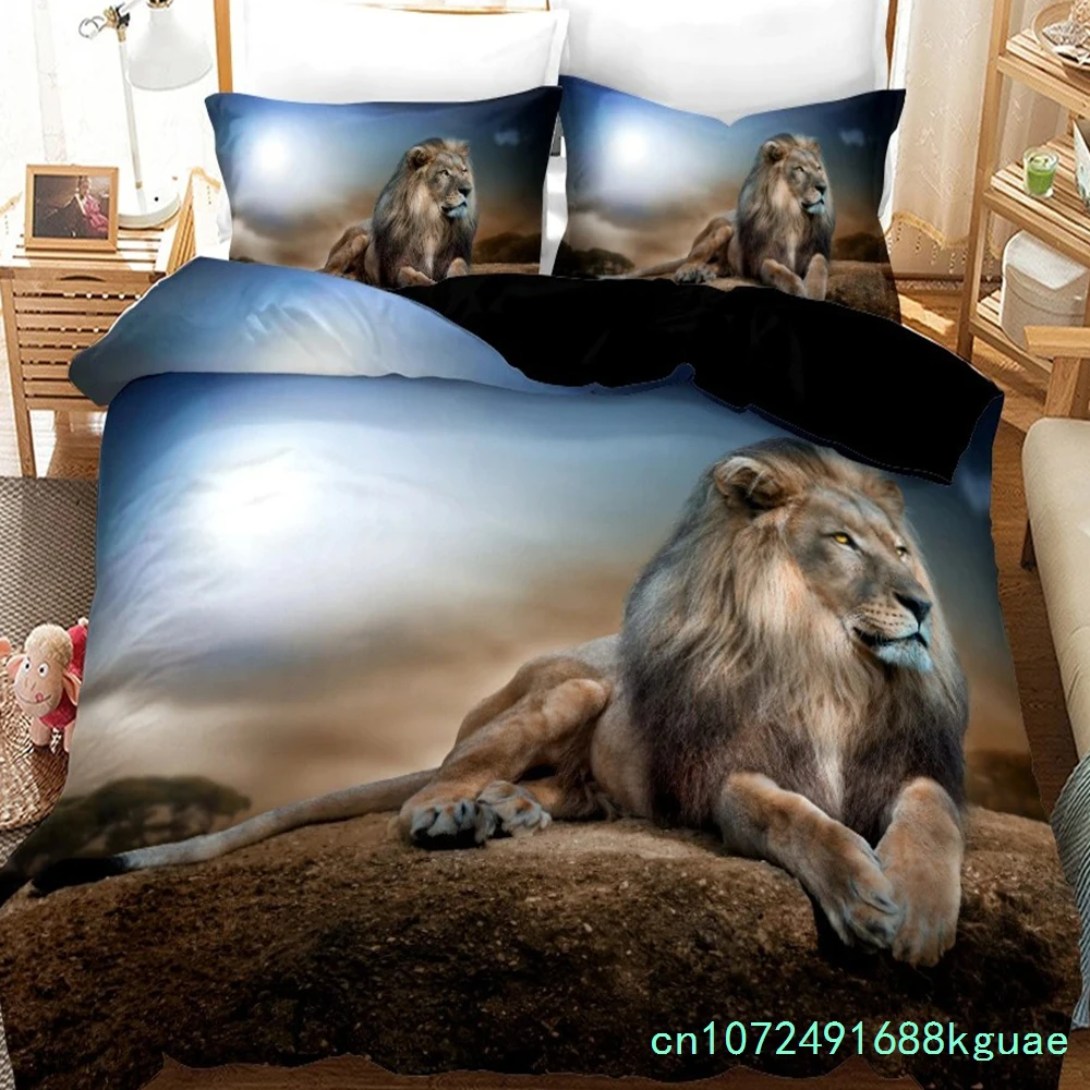 Microfiber Fabric Bedding Set Adults Duvet Cover Sets Kids,twin Full Queen Bedroom Set Tiger, Lion, Panda Housse De Couette