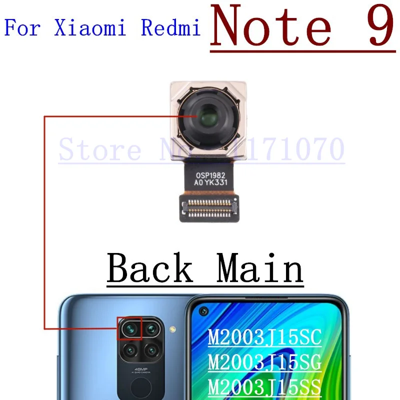 Back Main Rear Camera For Xiaomi Redmi Note 9S Note9 Ultrawide Depth Macro Front Camera Module Flex Cable Replacement Parts