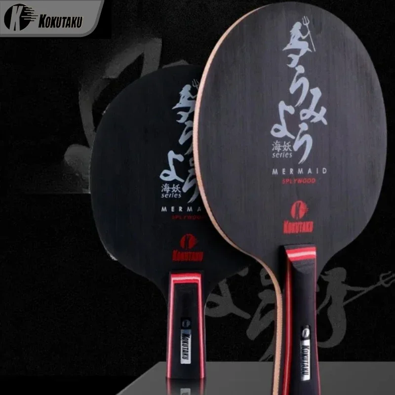 Original KOKUTAKU 5-lagiges Tischtennisschläger aus reinem Holz, schwarze Fichte, kurzer langer Griff, Ping-Pong-Paddel für Trainingswettkämpfe