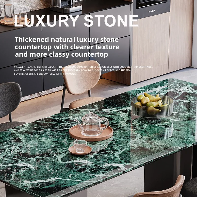 Italian minimalist light luxury Pragluda natural luxury stone dining table 2m marble long dining table villa