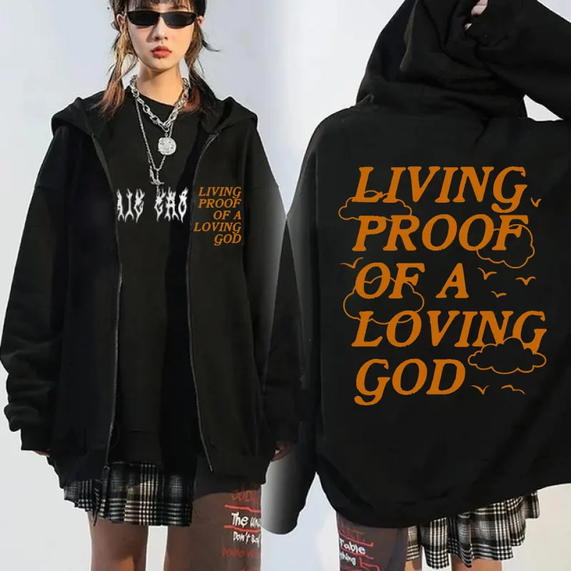 Christian Living Proof of A Loving God Graphic Printing Zip Up Hoodies Men Women Jesus Bible Verse Winter Jackets Sweatshirt