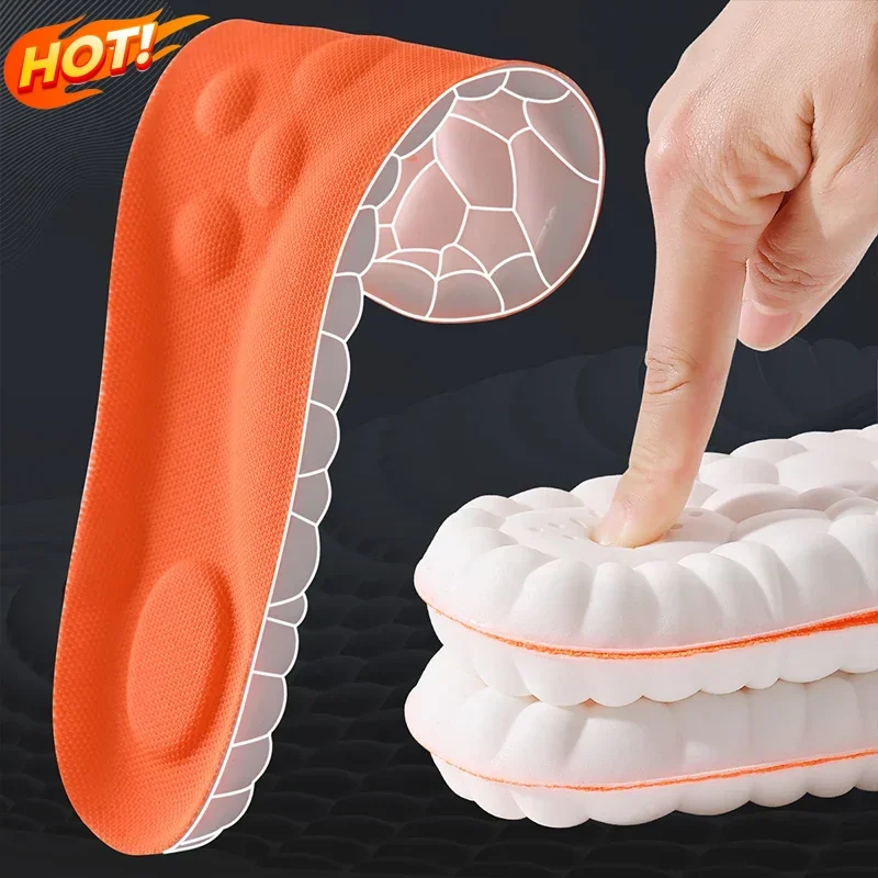 2026New 4D Cloud Technology PU Sole Sports Insoles Soft Breathable Shock Absorption Cushion Running Insoles For Orthopedic Care