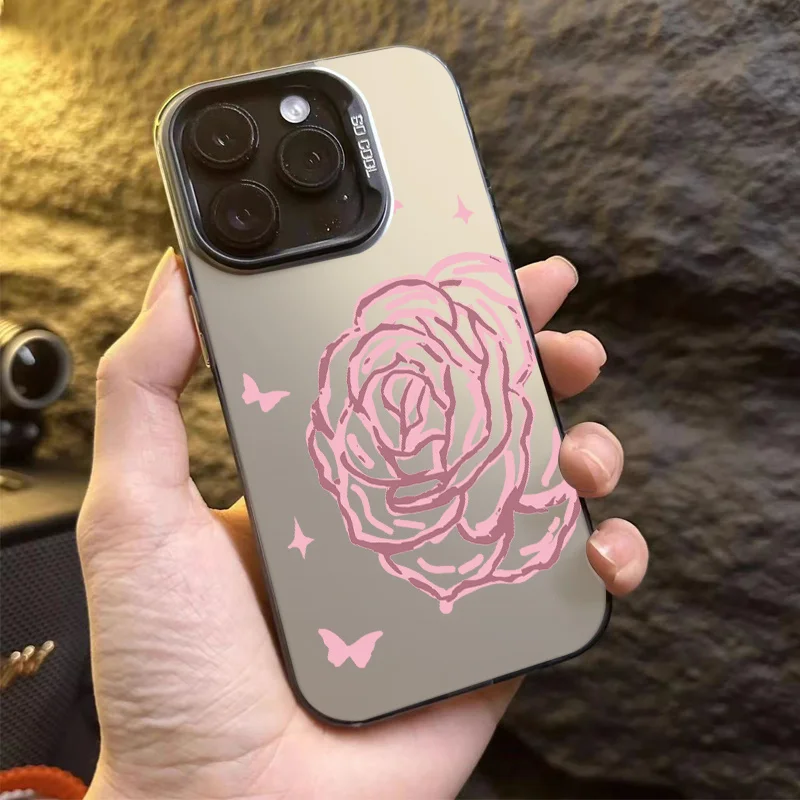 

Pink floral pattern phone case for iPhone 17 16 15 14 13 12 11 Pro/ Max/Plus shock-proof rear cover anti-fingerprint