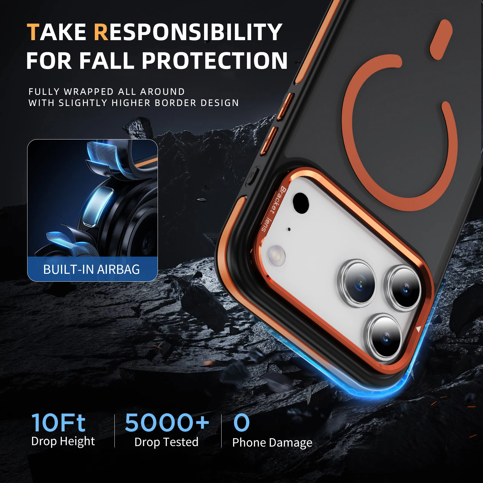 Для Magsafe Магнитный двухцветный матовый металлический держатель для объектива Чехол для iPhone 17Air 16 15 14 Plus 13 12 11 Pro Max Задняя крышка