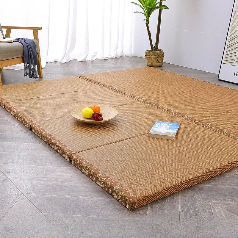 Foldable Tatami Mat Children's Coconut Palm Bedroom Mattress Home Bay Window Nap Mat Natural Rattan Surface Floor Sleeping Mat