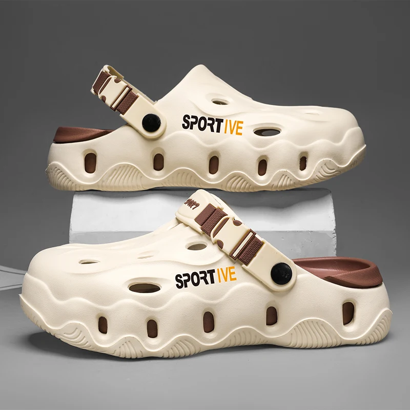 

Men Baotou Slippers Outdoor Students Comfortable Sandals Beach Shoes Men's Summer Ligtweight EVA Trend Home Sandals Clogs Shoes
