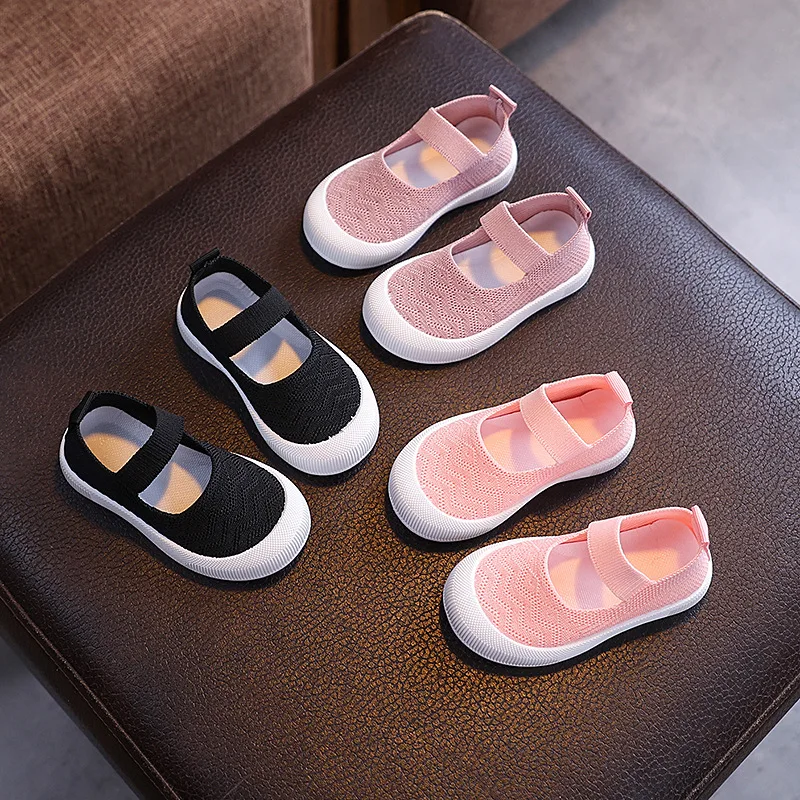 Size 20-31 Children Shoes Spring Autumn Kids Sneakers Soft Breathable Mesh Boys Slip-on Shoes Patchwork Color Girls Shoes