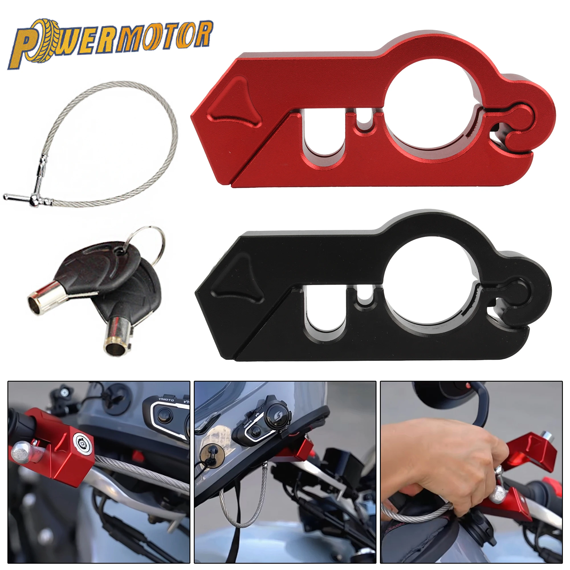 

CNC Motorcycle Handlebar Lock Handle Helmet Lock Steal Lock Pull Rod ATV Dirt Street Bikes Anti Theft